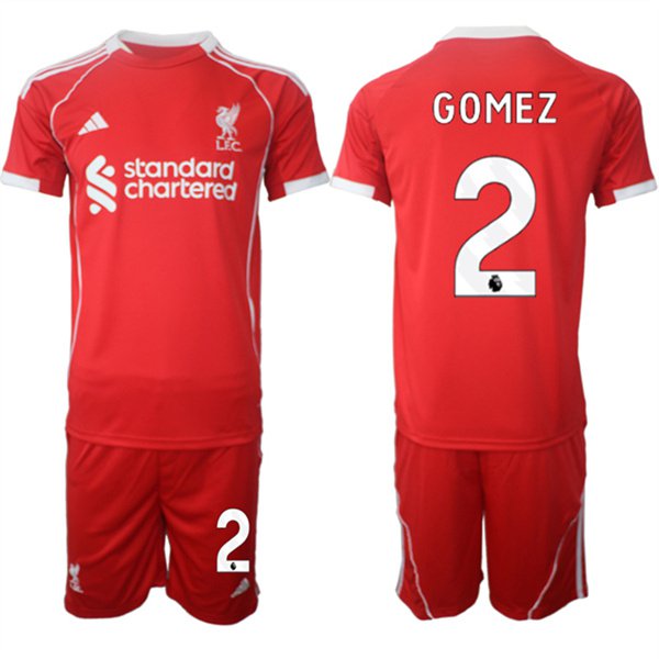 Joe Gomez Jersey #2 Liverpool Red Home 2025 Soccer Suit