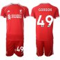 Kaide Gordon Jersey #49 Liverpool Red Home 2025 Soccer Suit
