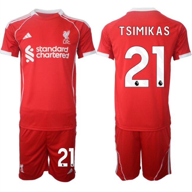Kostas Tsimikas Jersey #21 Liverpool Red Home 2025-26 Soccer Suit