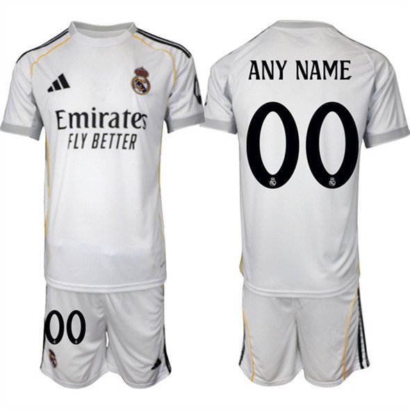 Custom Real Madrid Jersey Name, Number White Home 2025 - 26 Soccer Suit