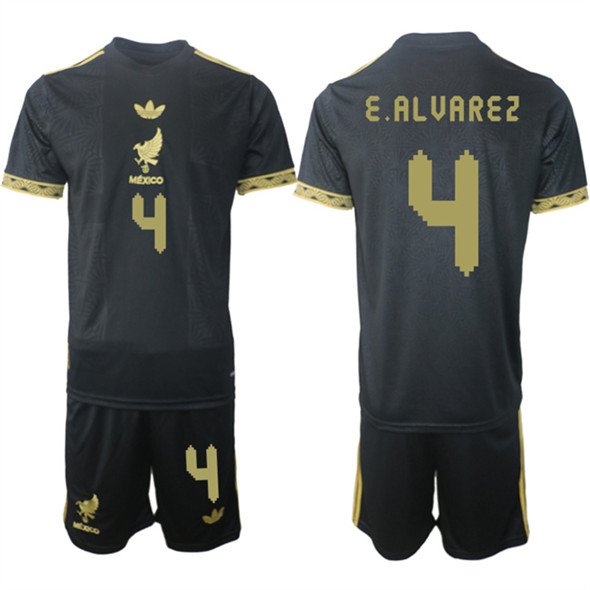 Edson Alvarez Jersey #4 Mexico Black Gold 2025 - 26 Soccer Suit