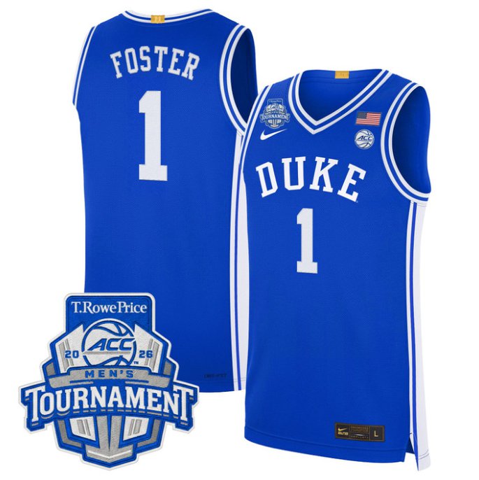 Caleb Foster Jersey #1 Duke Blue Devils 2026 ACC Tournament Stitched Royal