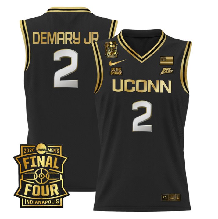 Silas Demary Jr Jersey #2 UConn Huskies 2026 Final Four Patch Stitched Black Gold
