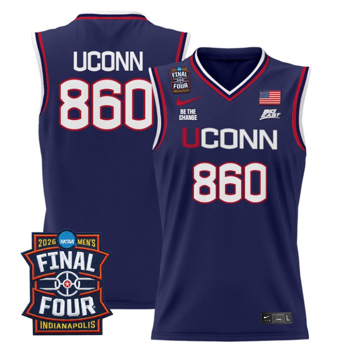 UConn Jersey #860 UConn Huskies 2026 Final Four Patch Stitched Navy