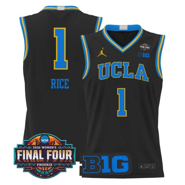 Kiki Rice Jersey #1 UCLA Bruins 2026 Final Four Patch Stitched Black