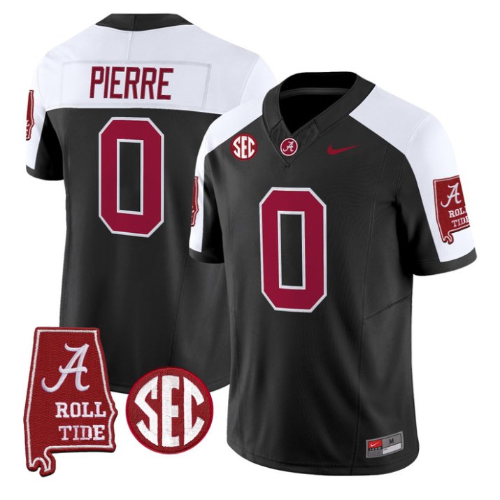 Yhonzae Pierre Jersey #0 Alabama Crimson 2026 SEC Patch Stitched Black Alter
