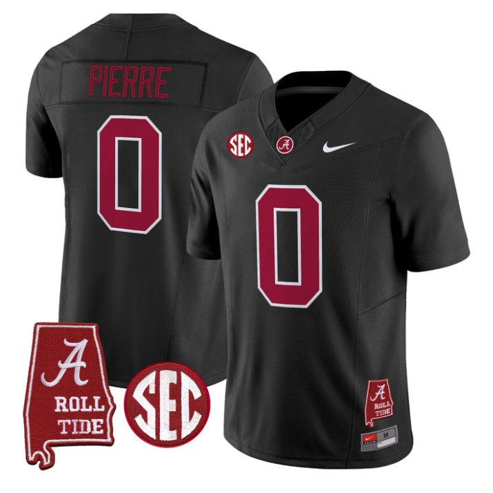Yhonzae Pierre Jersey #0 Alabama Crimson 2026 SEC Patch Stitched Black