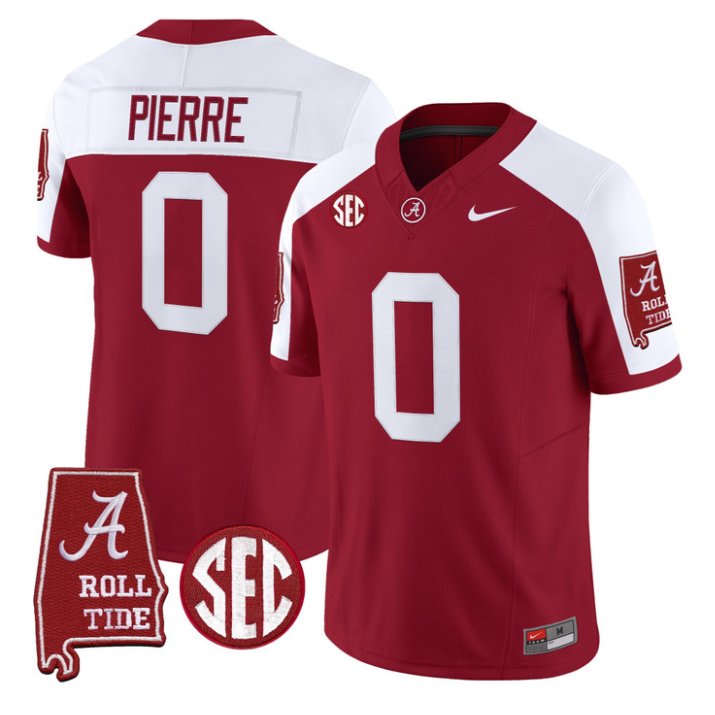 Yhonzae Pierre Jersey #0 Alabama Crimson 2026 SEC Patch Stitched Crimson Alter