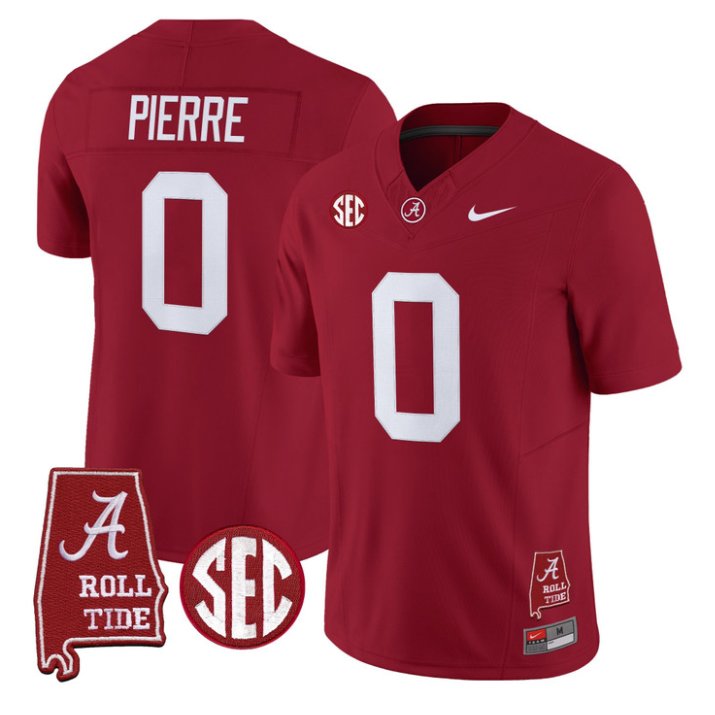 Yhonzae Pierre Jersey #0 Alabama Crimson 2026 SEC Patch Stitched Crimson