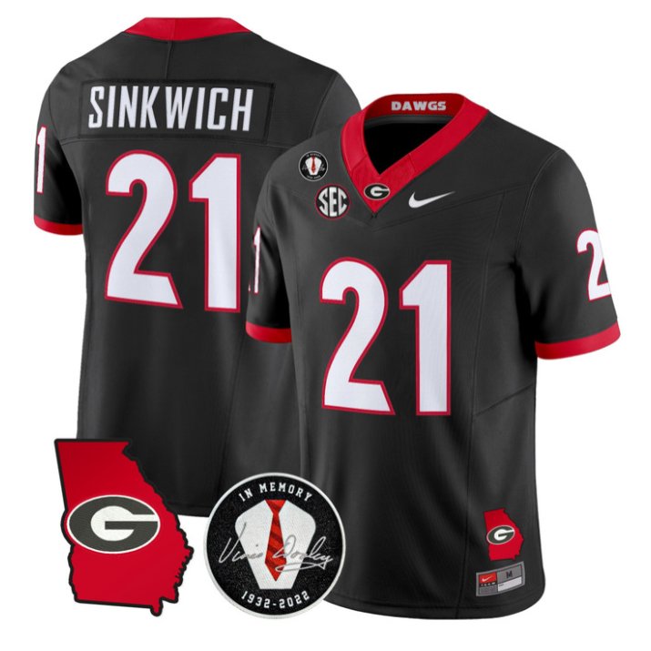 Frank Sinkwich Jersey #21 Georgia Bulldogs 2026 Vince Dooley Stitched Black