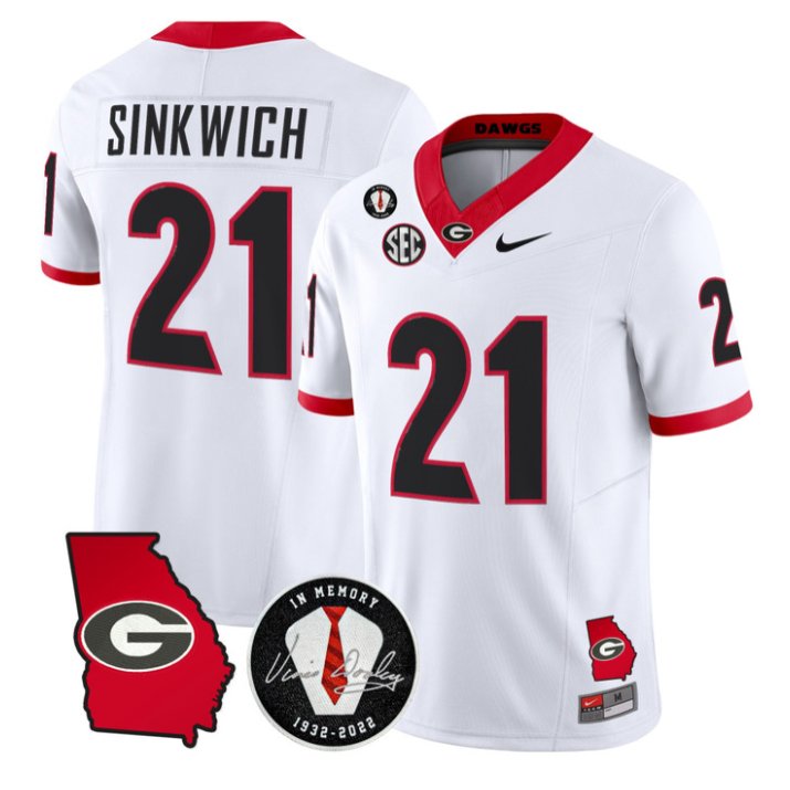 Frank Sinkwich Jersey #21 Georgia Bulldogs 2026 Vince Dooley Stitched White