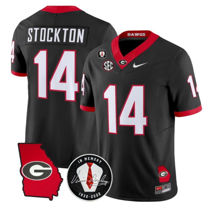 Gunner Stockton Jersey #14 Georgia Bulldogs 2026 Vince Dooley Stitched Black