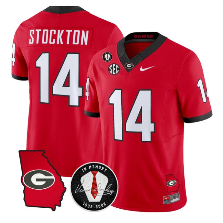 Gunner Stockton Jersey #14 Georgia Bulldogs 2026 Vince Dooley Stitched Red