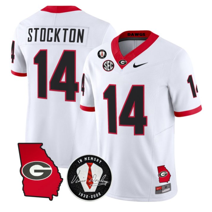 Gunner Stockton Jersey #14 Georgia Bulldogs 2026 Vince Dooley Stitched White