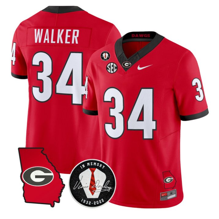 Herschel Walker Jersey #34 Georgia Bulldogs 2026 Vince Dooley Stitched Red