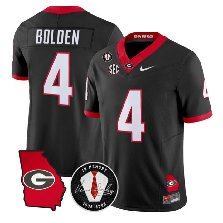 KJ Bolden Jersey #4 Georgia Bulldogs 2026 Vince Dooley Patch Stitched Black