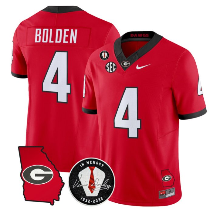 KJ Bolden Jersey #4 Georgia Bulldogs 2026 Vince Dooley Patch Stitched Red
