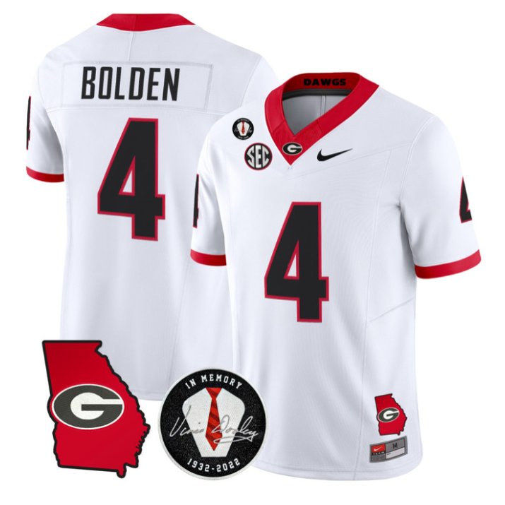 KJ Bolden Jersey #4 Georgia Bulldogs 2026 Vince Dooley Patch Stitched White