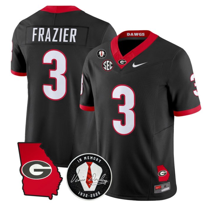 Nate Frazier Jersey #3 Georgia Bulldogs 2026 Vince Dooley Stitched Black