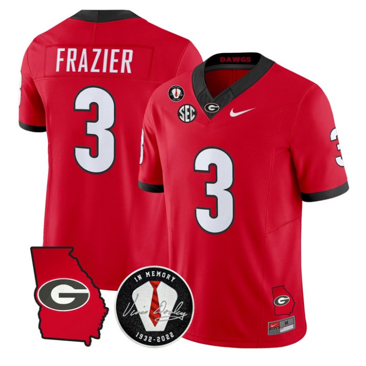 Nate Frazier Jersey #3 Georgia Bulldogs 2026 Vince Dooley Stitched Red