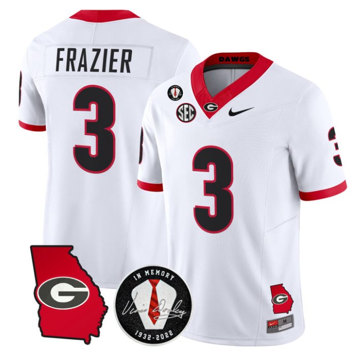 Nate Frazier Jersey #3 Georgia Bulldogs 2026 Vince Dooley Stitched White