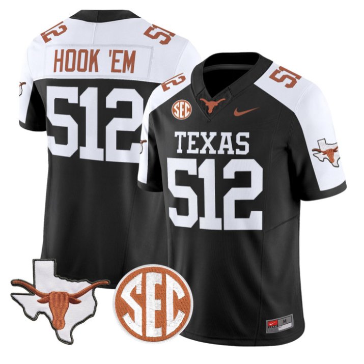 Hook 'Em Jersey #512 Texas Longhorns 2026 SEC Patch Stitched Black Alter