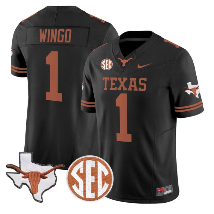 Ryan Wingo Jersey #1 Texas Longhorns 2026 SEC Patch Stitched Black Alter