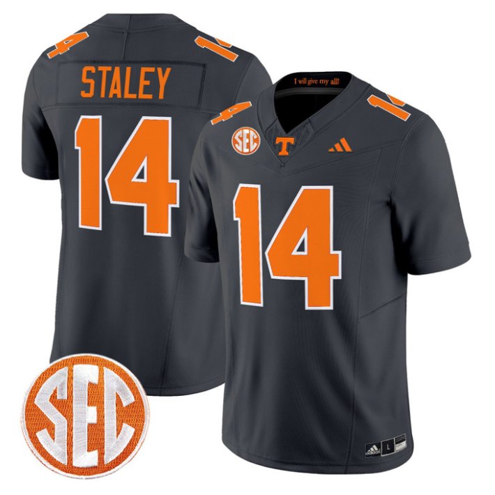 Braylon Staley Jersey #14 Tennessee Vols 2026 Vapor Limited Stitched Grey
