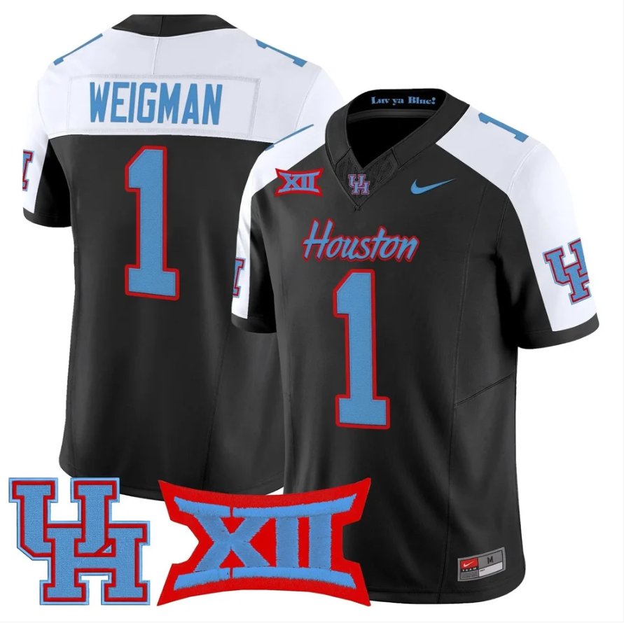 Conner Weigman Jersey #1 Houston Cougars 2026 Vapor Limited Stitched Black Alter