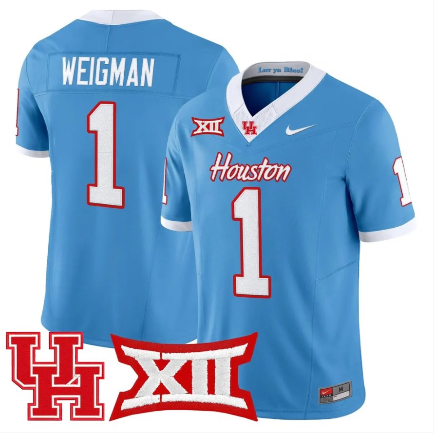 Conner Weigman Jersey #1 Houston Cougars 2026 Vapor Limited Stitched Blue