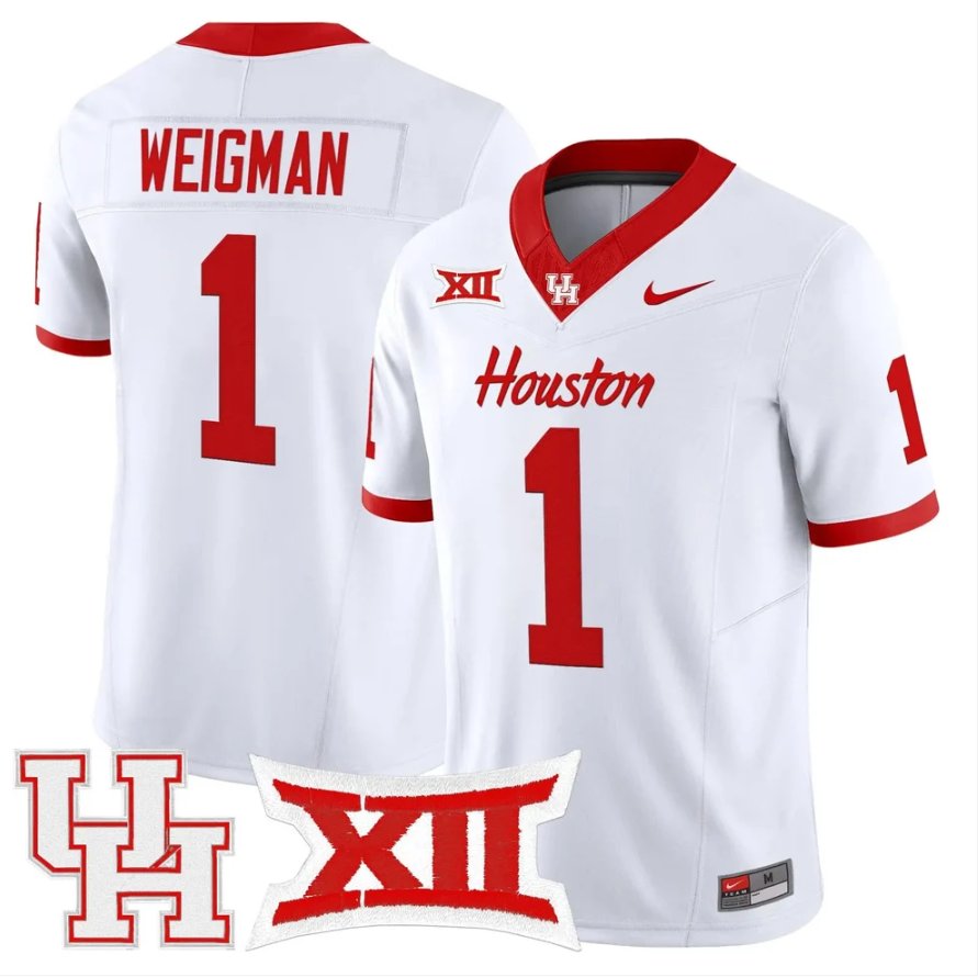 Conner Weigman Jersey #1 Houston Cougars 2026 Vapor Limited Stitched White
