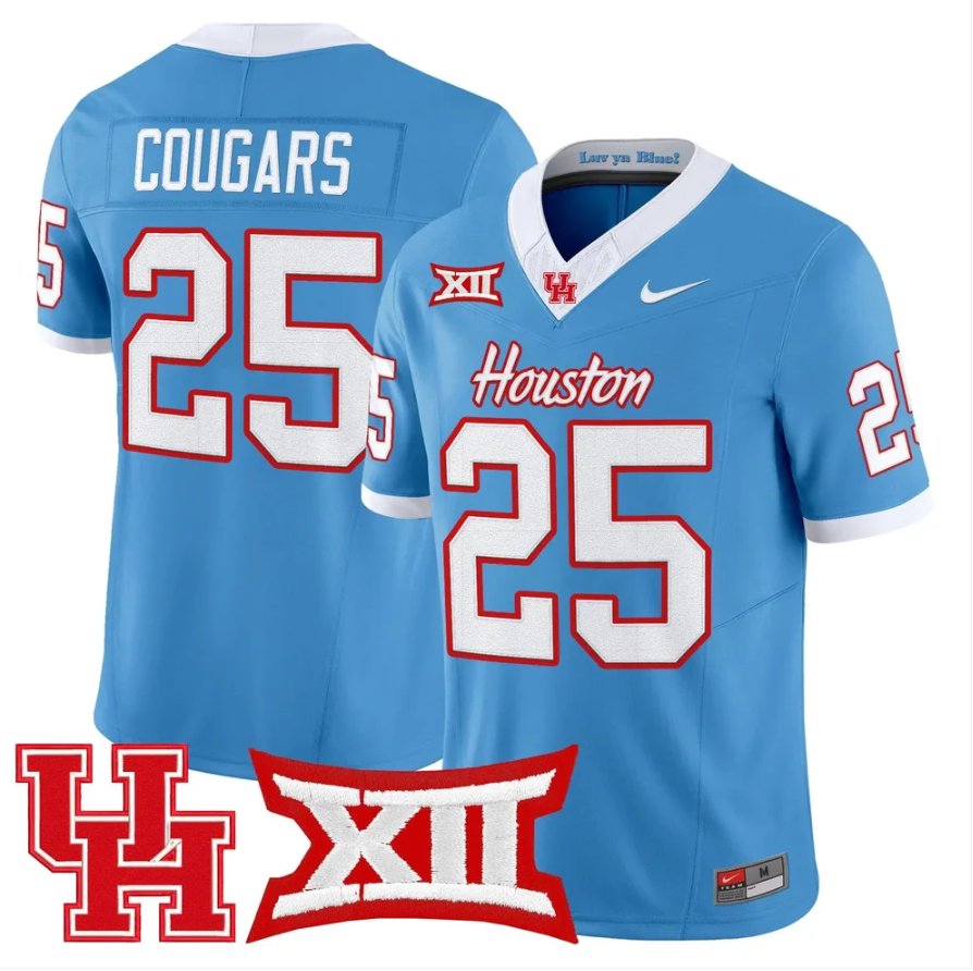 Cougars Jersey #25 Houston Cougars 2026 Vapor Limited Stitched Blue