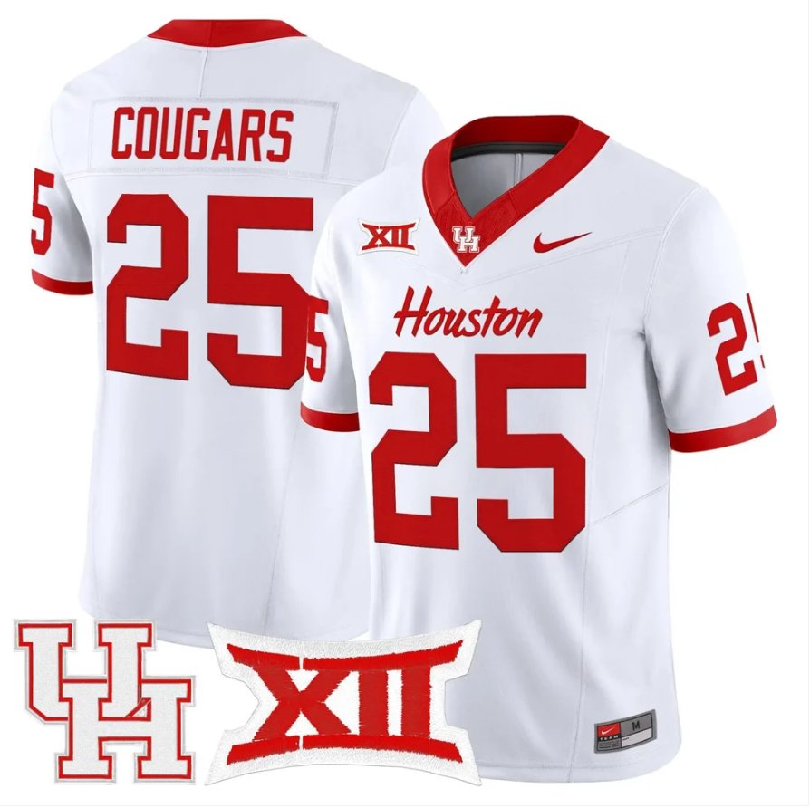Cougars Jersey #25 Houston Cougars 2026 Vapor Limited Stitched White