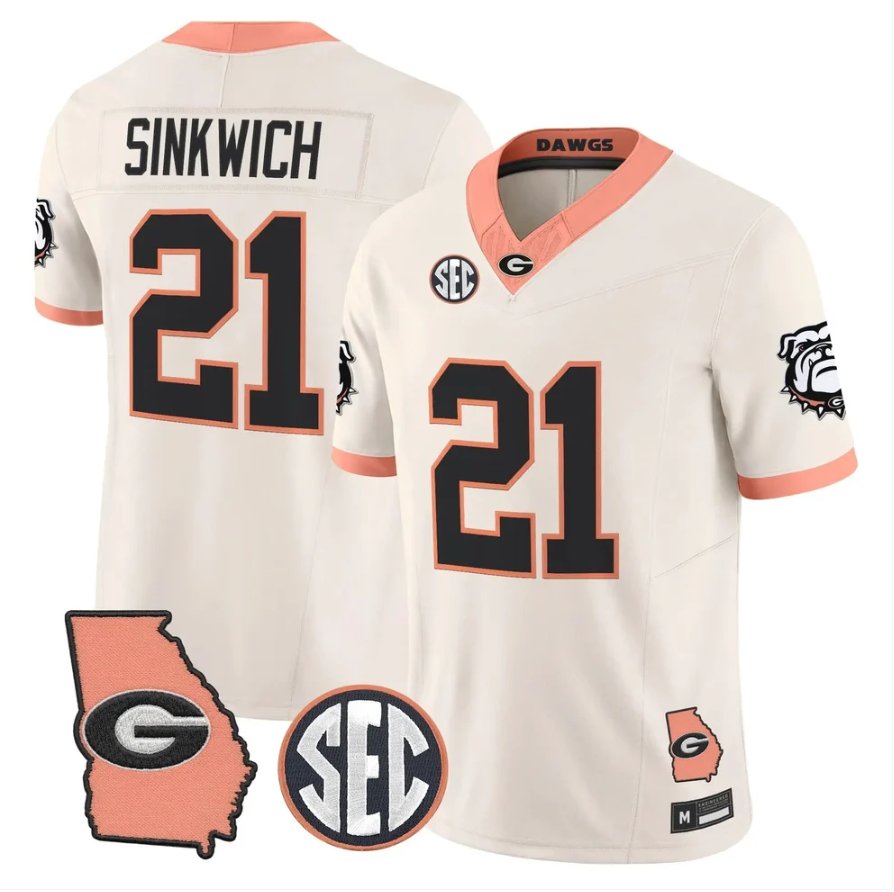 Frank Sinkwich Jersey #21 Georgia Bulldogs 2026 The Big Peach Stitched Cream