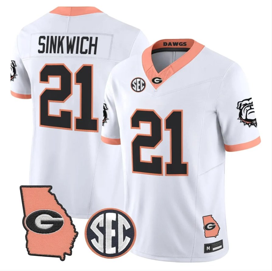 Frank Sinkwich Jersey #21 Georgia Bulldogs 2026 The Big Peach Stitched White