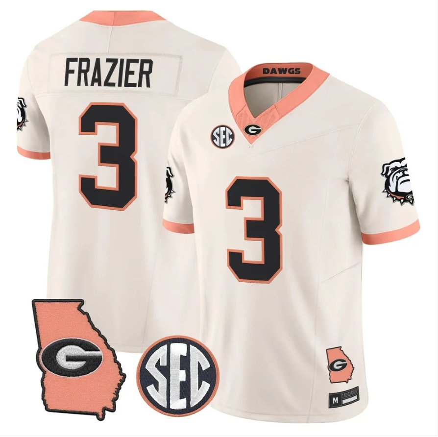 Nate Frazier Jersey #3 Georgia Bulldogs 2026 The Big Peach Stitched Cream