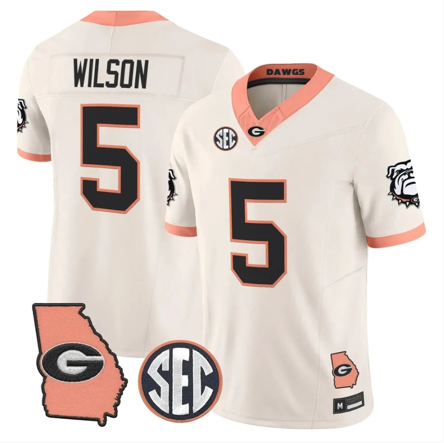 Raylen Wilson Jersey #5 Georgia Bulldogs 2026 The Big Peach Stitched Cream