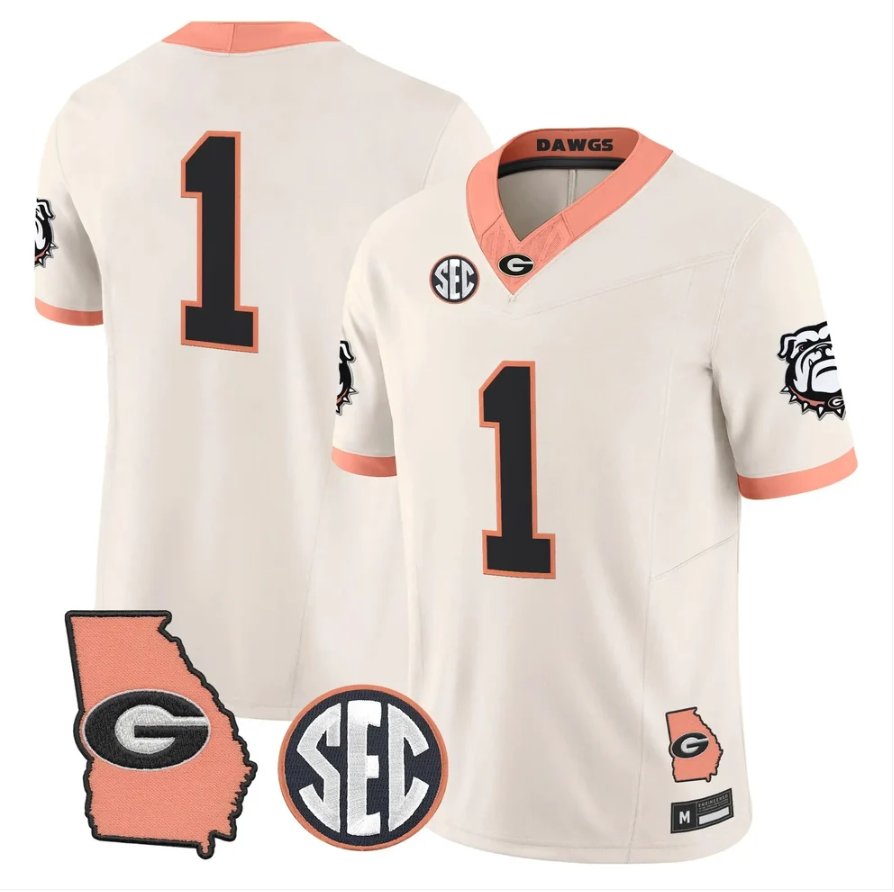 Team Jersey #1 Georgia Bulldogs 2026 The Big Peach Stitched Cream