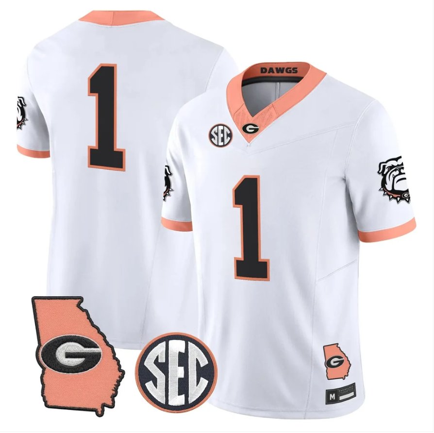 Team Jersey #1 Georgia Bulldogs 2026 The Big Peach Stitched White