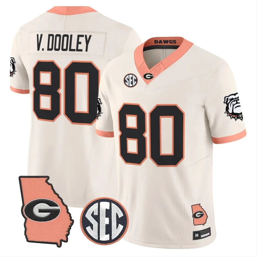 Vince Dooley Jersey #80 Georgia Bulldogs 2026 The Big Peach Stitched Cream