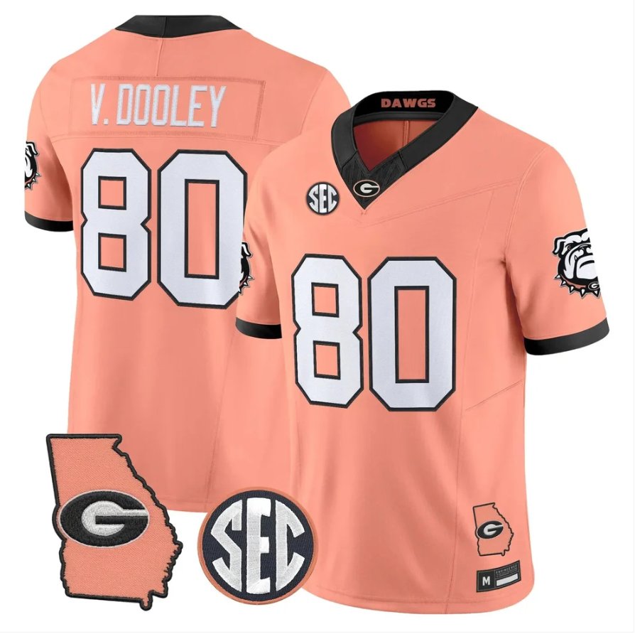 Vince Dooley Jersey #80 Georgia Bulldogs 2026 The Big Peach Stitched Peach