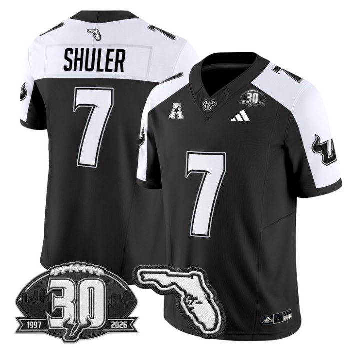 Jhalyn Shuler Jersey #7 South Florida Bulls 30th Patch Limited Stitched Black Alter