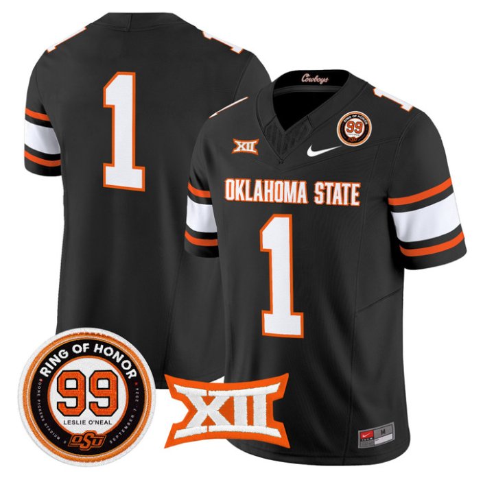 Team Jersey #1 Oklahoma State 2026 Leslie O'neal Limited Stitched Black