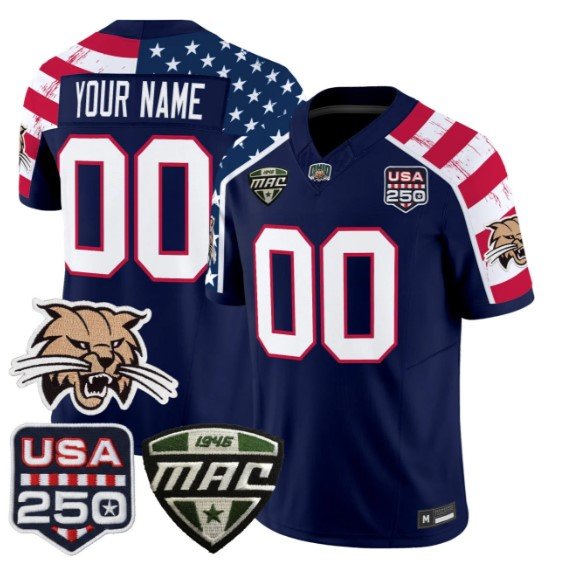 Custom Ohio Bobcats 2026 Jersey America 250th Anniversary Pacth - All Stitched