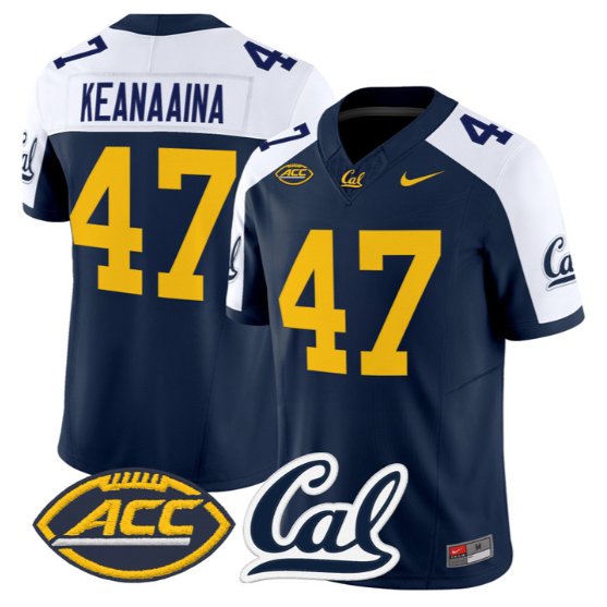 Aidan Keanaaina #47 Golden Bears Jersey 2026 Vapor Limited Stitched Navy Alter