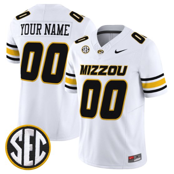 Custom Missouri Tigers Jersey Name, Number 2026 Vapor All Stitched White