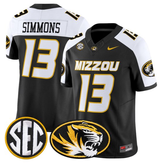 Austin Simmons #13 Missouri Tigers Jersey 2026 Vapor Limited Stitched Black Alter