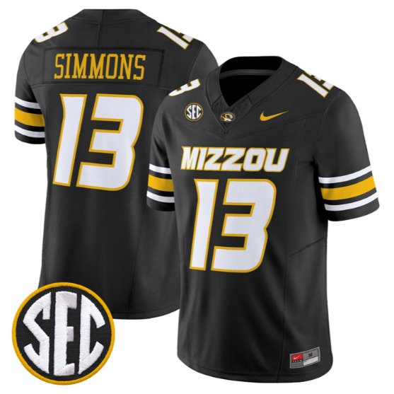 Austin Simmons #13 Missouri Tigers Jersey 2026 Vapor Limited Stitched Black
