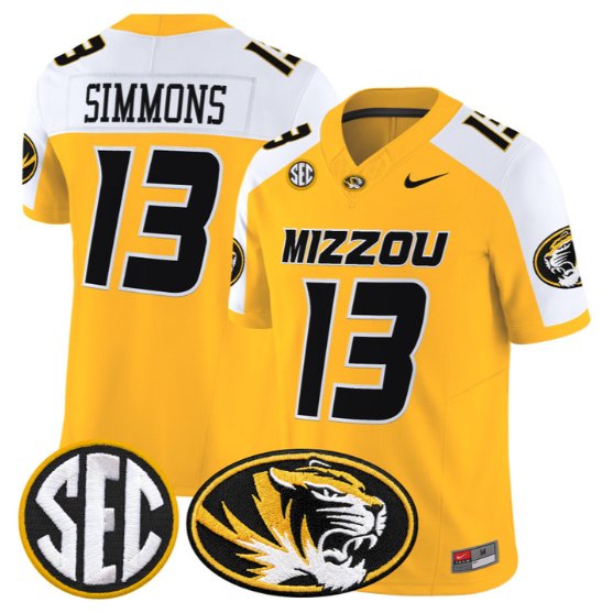 Austin Simmons #13 Missouri Tigers Jersey 2026 Vapor Limited Stitched Gold Alter