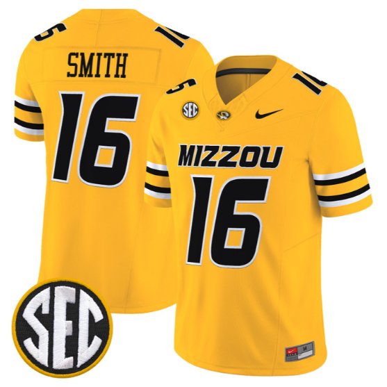 Brad Smith #16 Missouri Tigers Jersey 2026 Vapor Limited All Stitched Gold